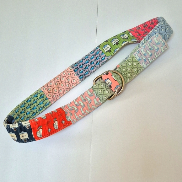 Vintage Vineyard Vines Patchwork Fabric Belt M - Picture 1 of 5